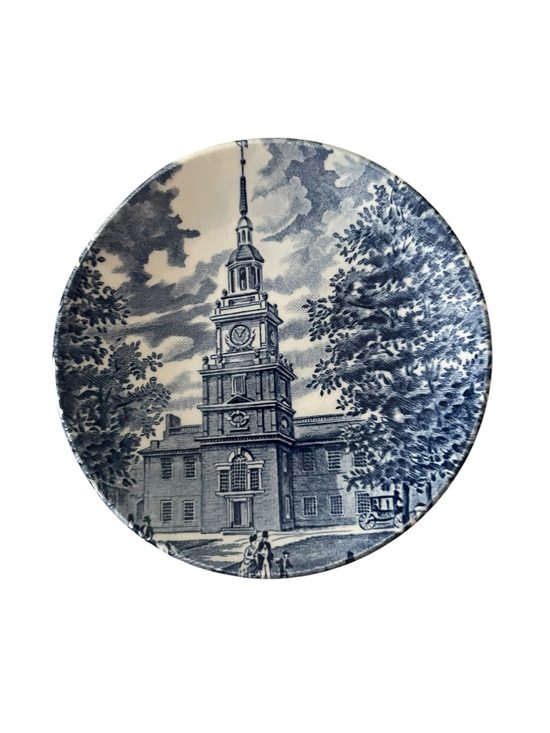 Staffordshire Other - Liberty Blue Staffordshire Ironstone Coaster with independence Hall